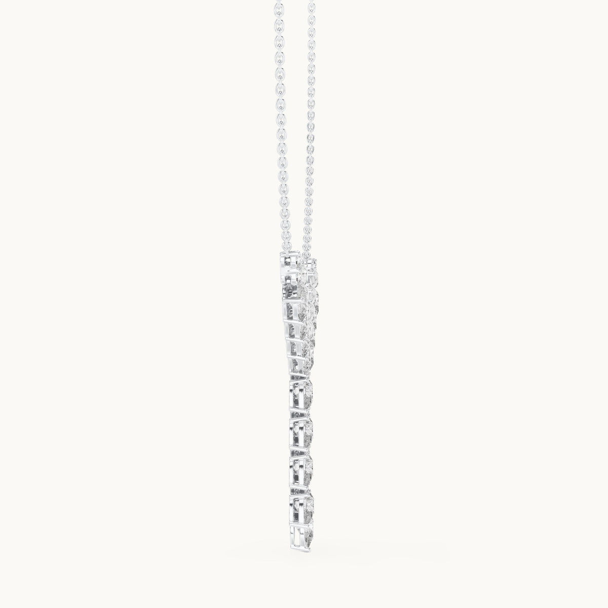 Pear and round lab-grown diamond y necklace in white gold, 14.028 CT TW, view 3