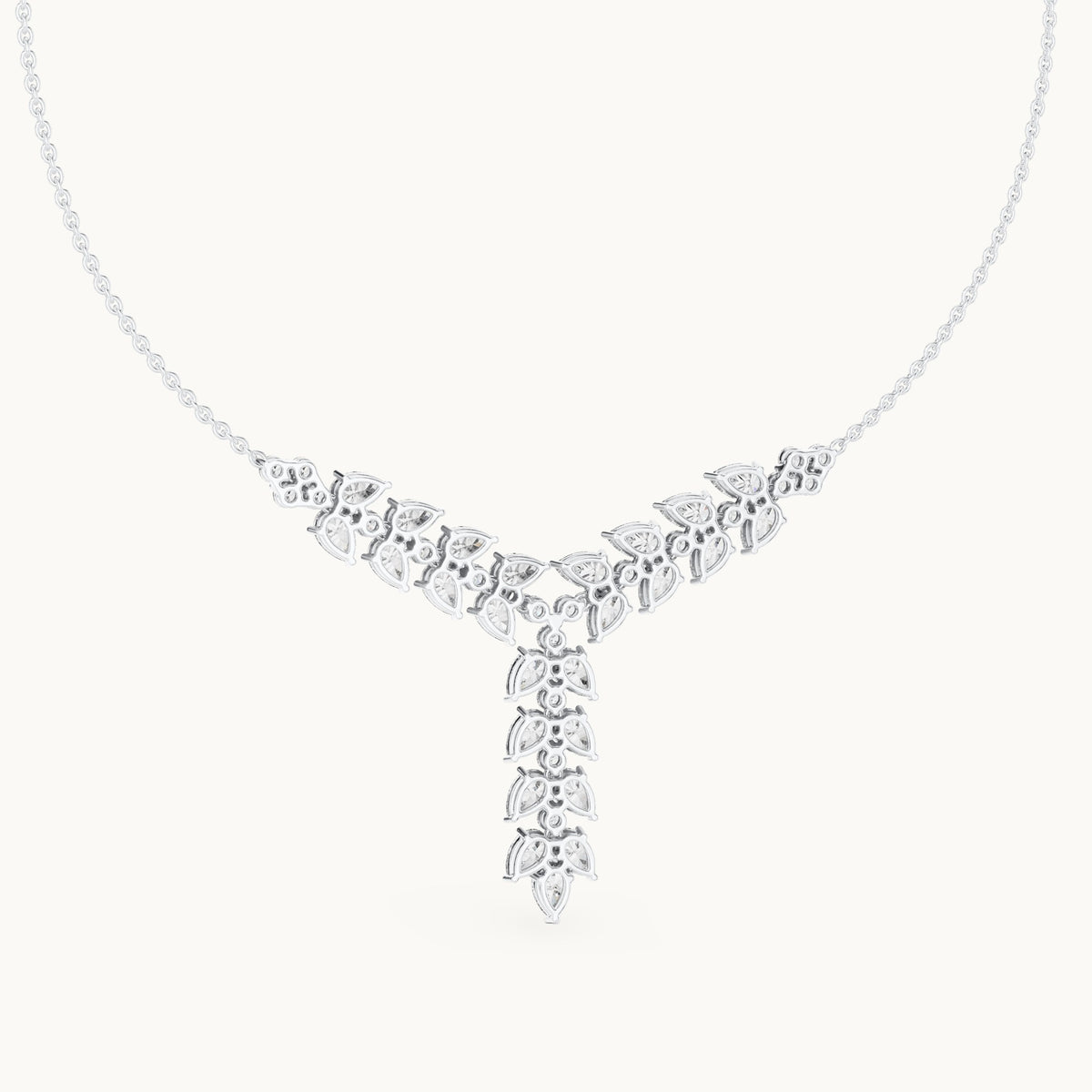 Pear and round lab-grown diamond y necklace in white gold, 14.028 CT TW, view 4