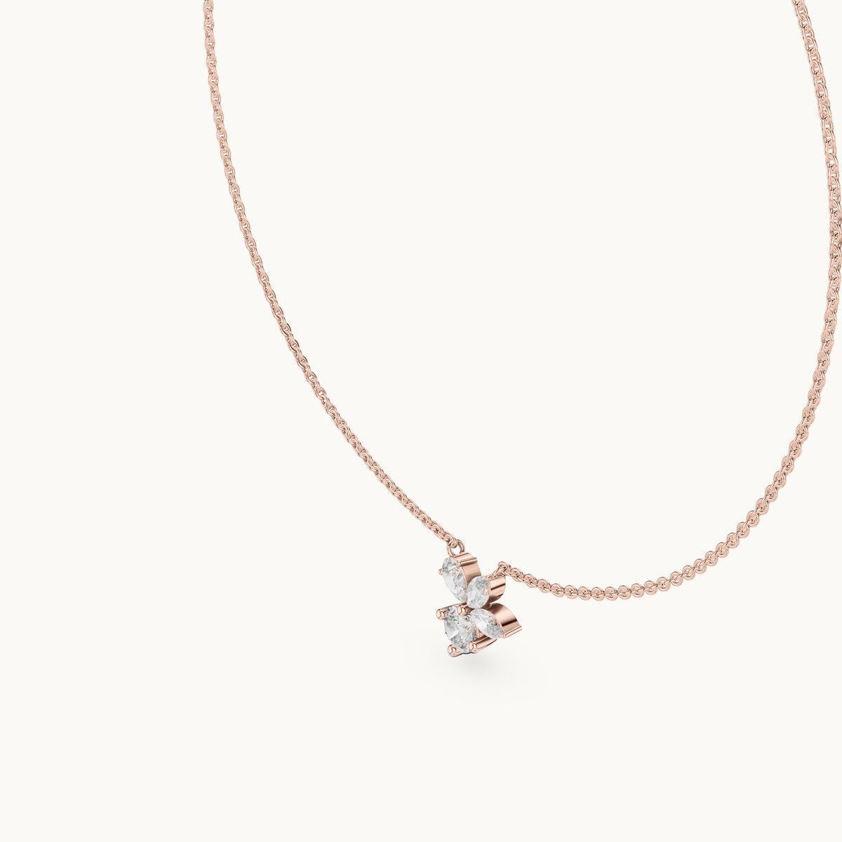 Round, marquise and pear lab-grown diamond cluster pendant in rose gold, 2.12 CT TW, view 2