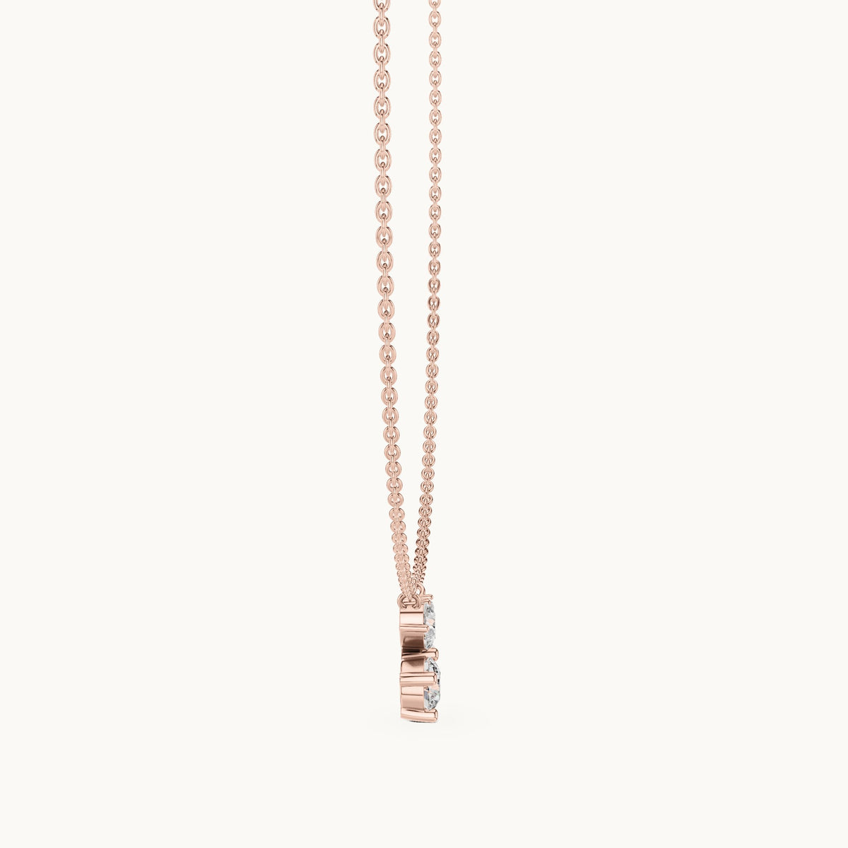 Round, marquise and pear lab-grown diamond cluster pendant in rose gold, 2.12 CT TW, view 3