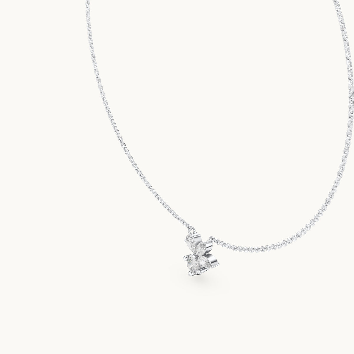 Round, marquise and pear lab-grown diamond cluster pendant in white gold, 2.12 CT TW, view 2