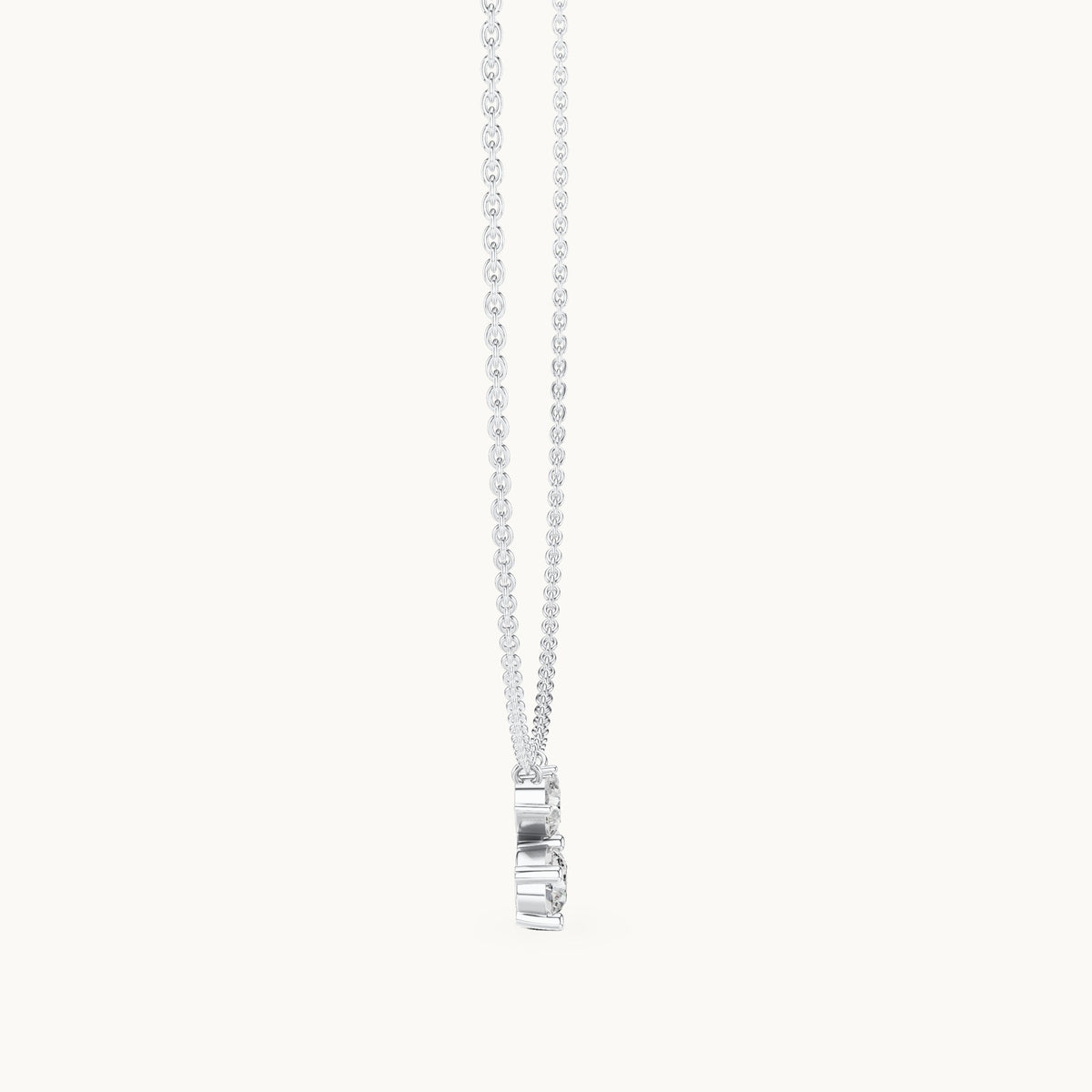 Round, marquise and pear lab-grown diamond cluster pendant in white gold, 2.12 CT TW, view 3