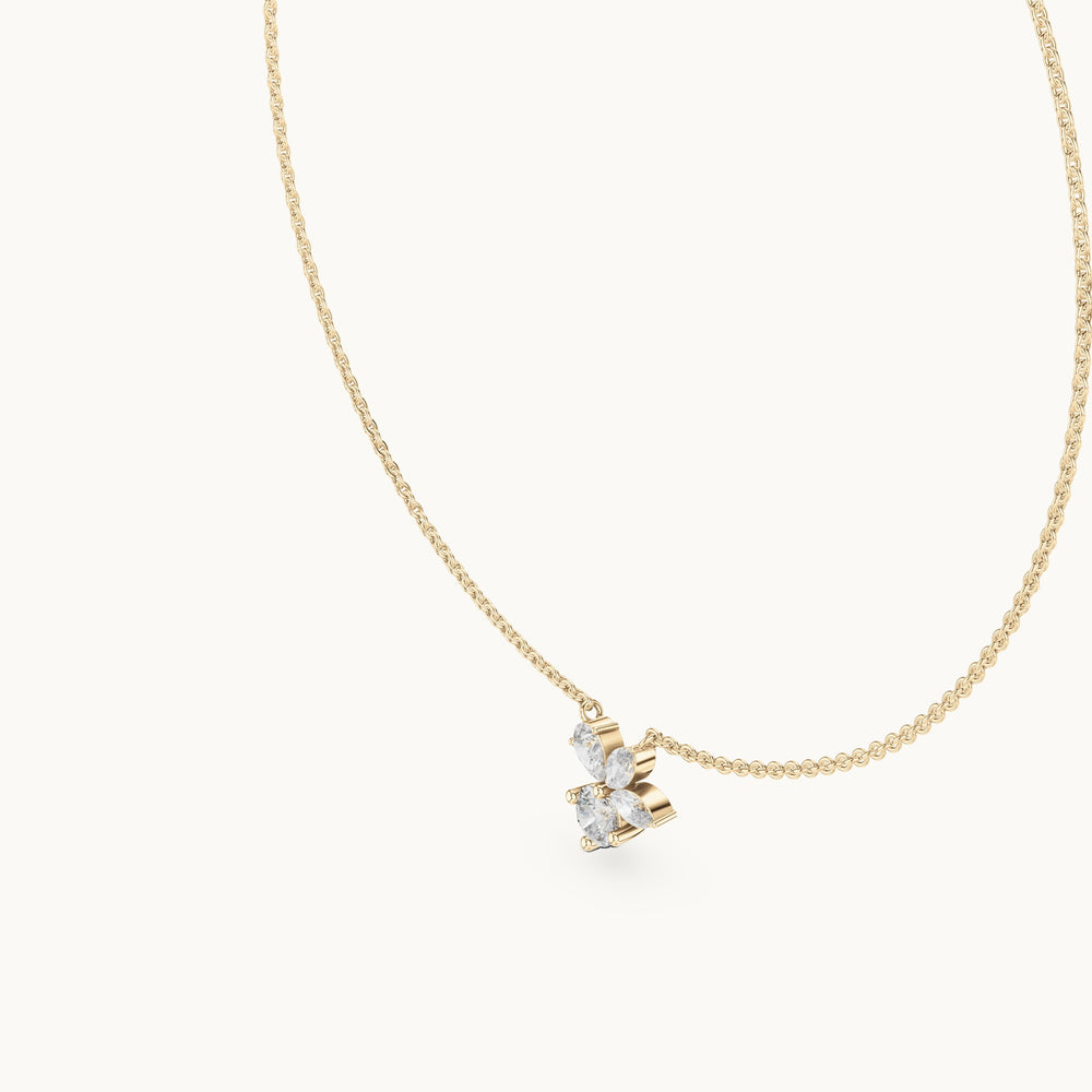 Round, marquise and pear lab-grown diamond cluster pendant in yellow gold, 2.12 CT TW, view 2