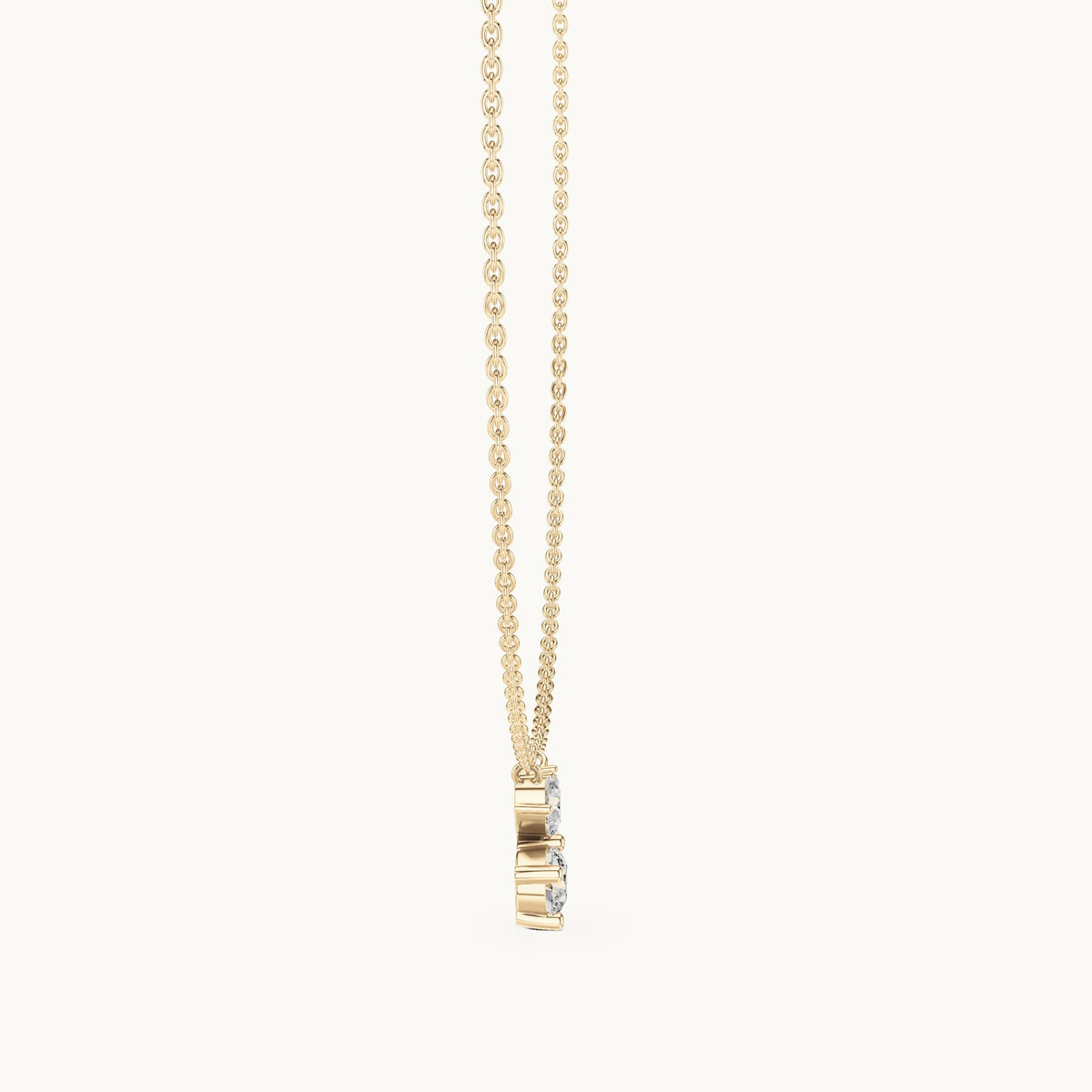Round, marquise and pear lab-grown diamond cluster pendant in yellow gold, 2.12 CT TW, view 3