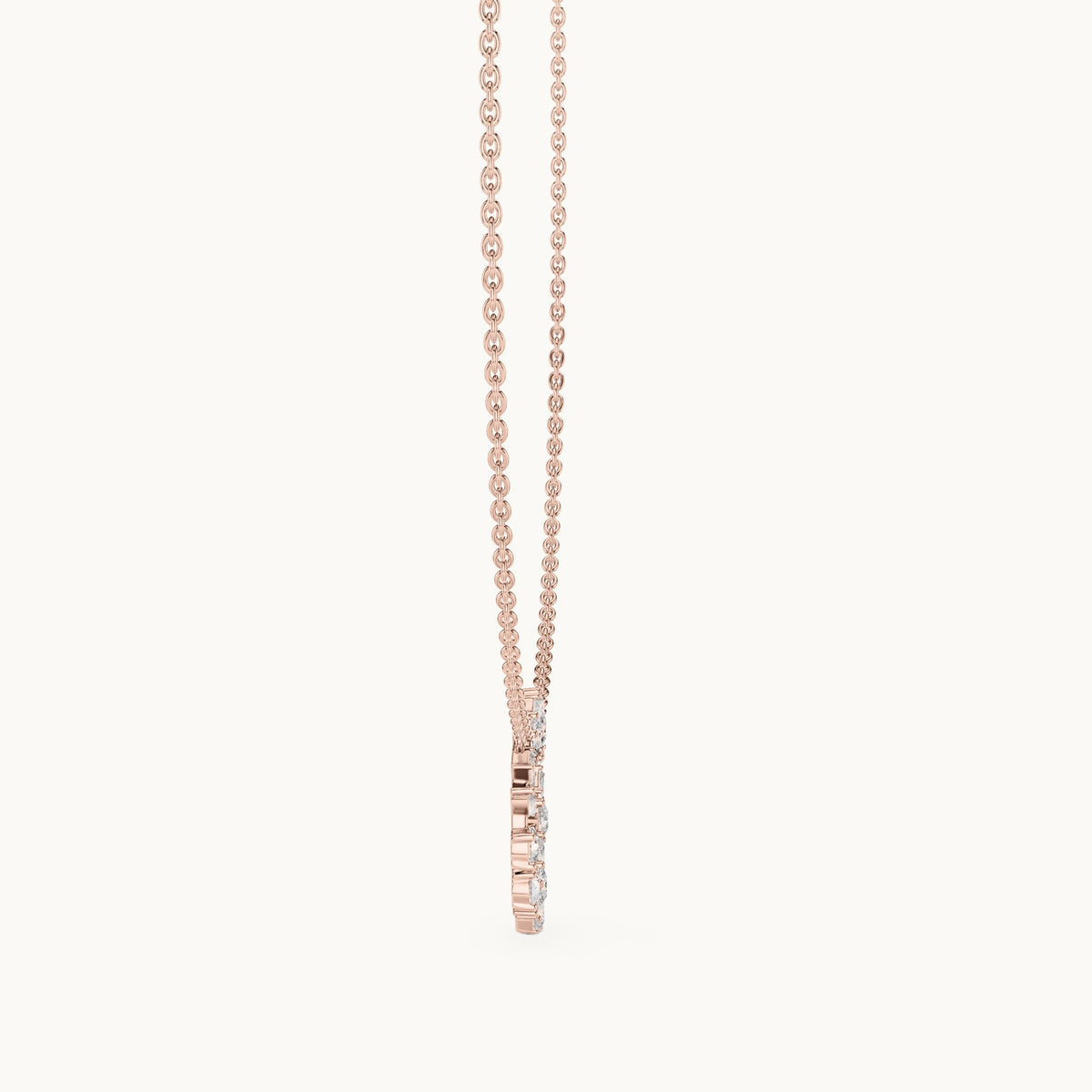 Round, pear and marquise lab-grown diamond mixed-cut open circle pendant in rose gold, 1.70 CT TW, view 3