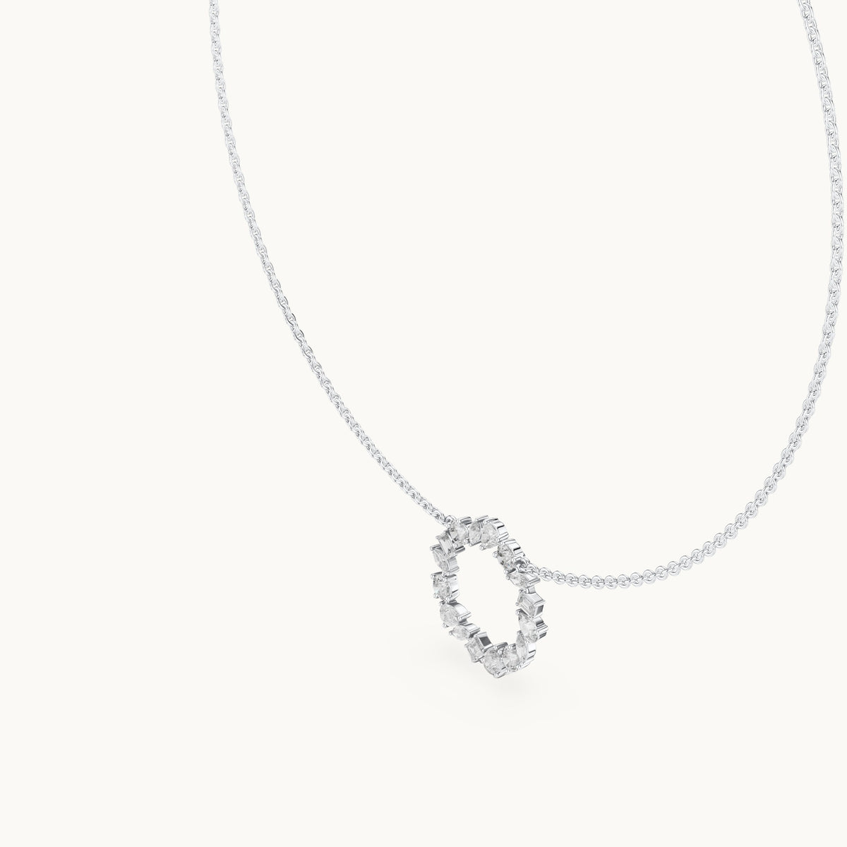 Round, pear and marquise lab-grown diamond mixed-cut open circle pendant in white gold, 1.70 CT TW, view 2