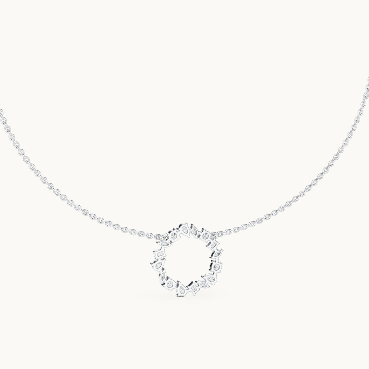 Round, pear and marquise lab-grown diamond mixed-cut open circle pendant in white gold, 1.70 CT TW, view 4