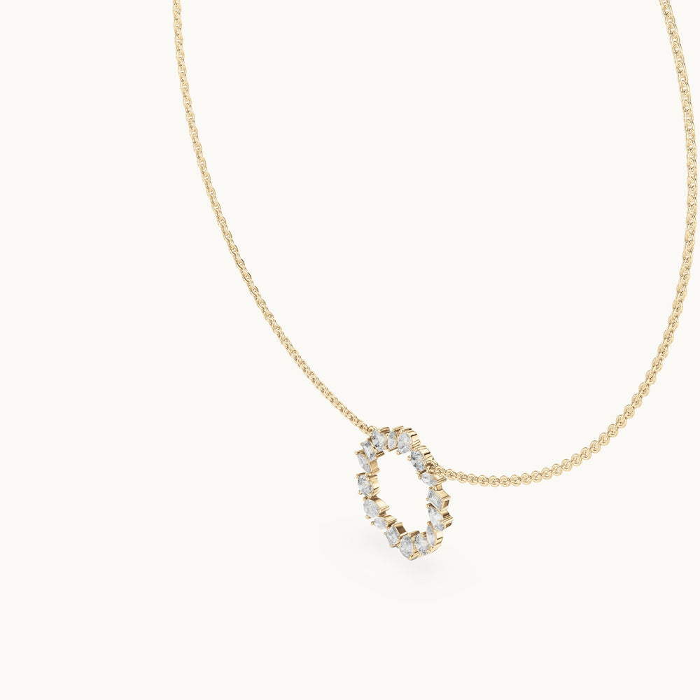 Round, pear and marquise lab-grown diamond mixed-cut open circle pendant in yellow gold, 1.70 CT TW, view 2