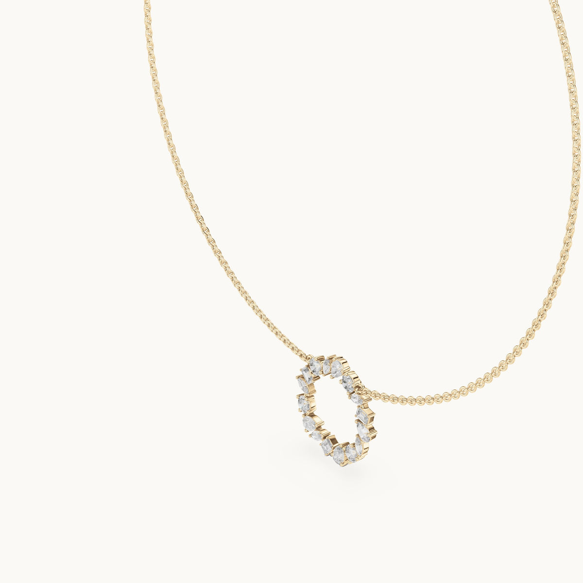 Round, pear and marquise lab-grown diamond mixed-cut open circle pendant in yellow gold, 1.70 CT TW, view 2