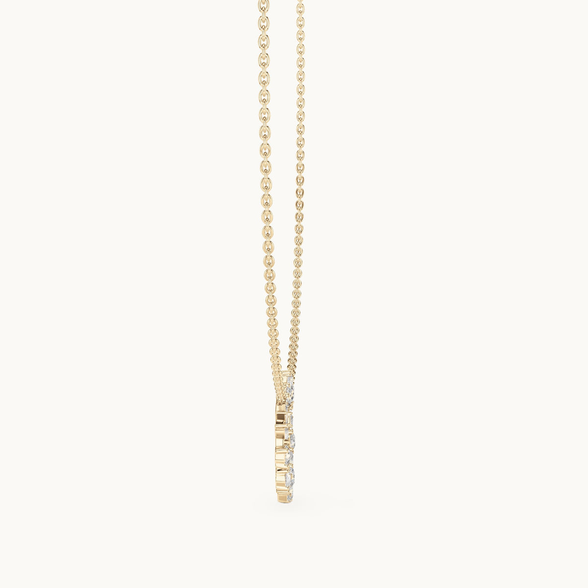 Round, pear and marquise lab-grown diamond mixed-cut open circle pendant in yellow gold, 1.70 CT TW, view 3