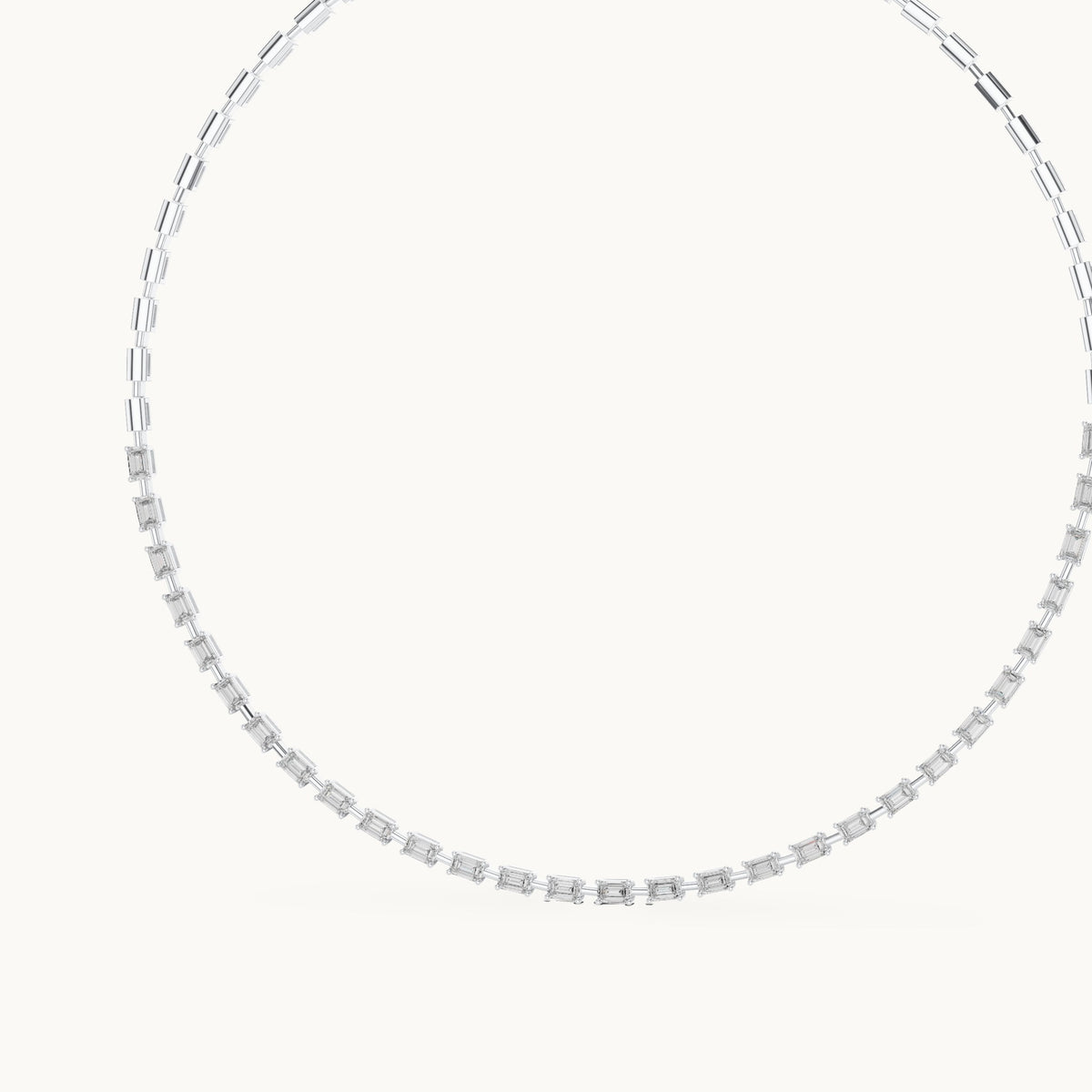 Emerald-cut lab-grown diamond station link necklace in white gold, 3.35 CT TW, view 2