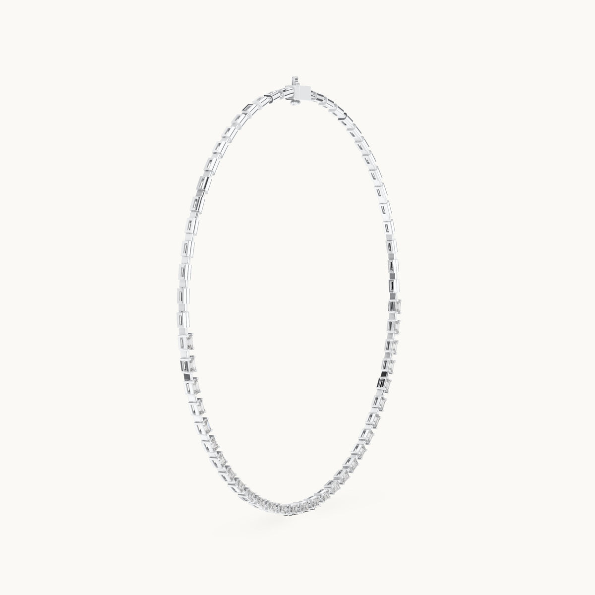 Emerald-cut lab-grown diamond station link necklace in white gold, 3.35 CT TW, view 3