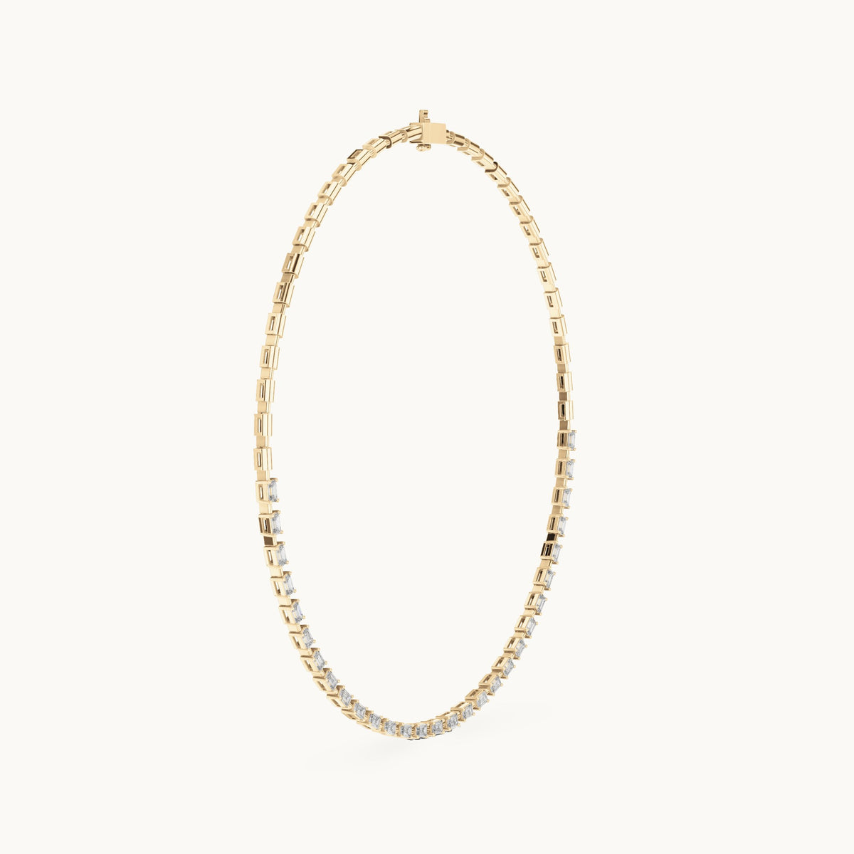 Emerald-cut lab-grown diamond station link necklace in yellow gold, 3.35 CT TW, view 3