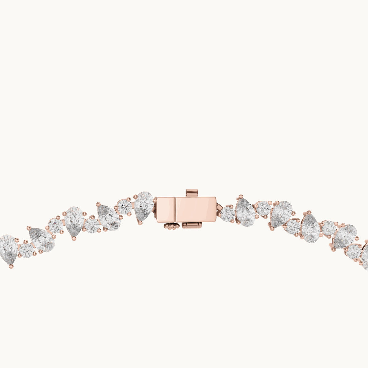 Pear and round lab-grown diamond alternating tennis necklace in rose gold, 14.289 CT TW, view 4