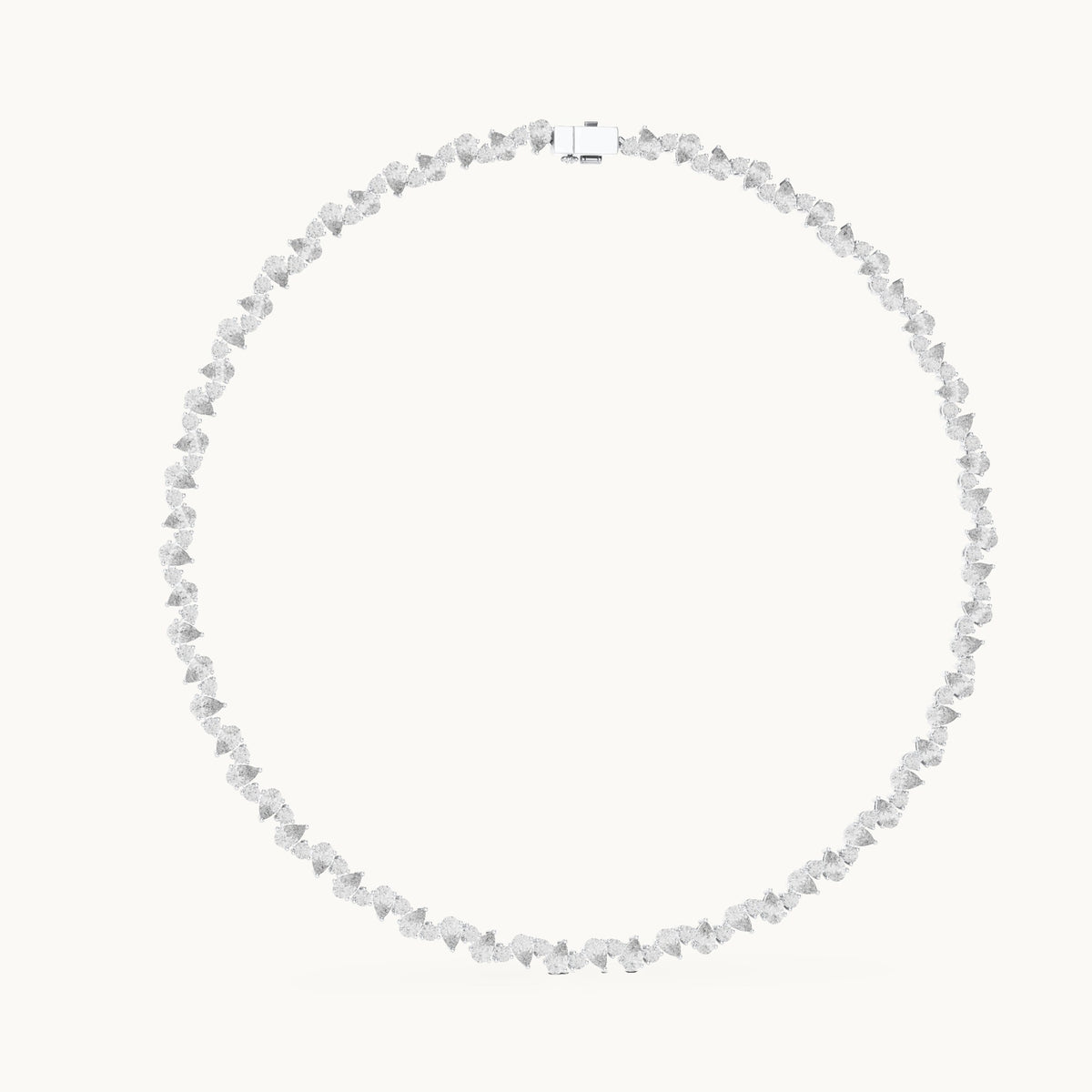 Pear and round lab-grown diamond alternating tennis necklace in white gold, 14.289 CT TW, view 1