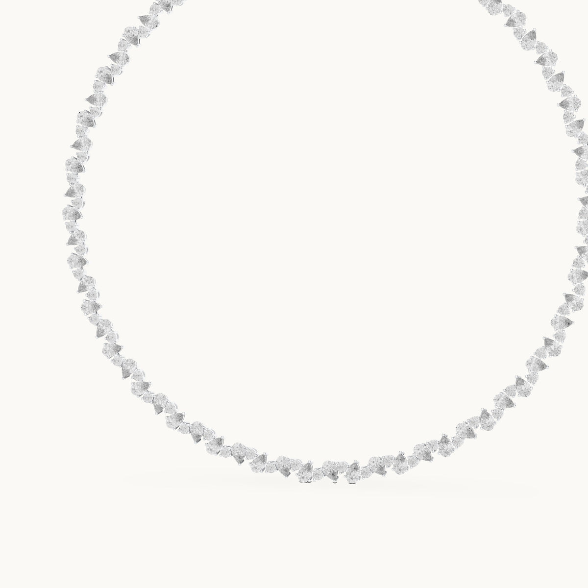 Pear and round lab-grown diamond alternating tennis necklace in white gold, 14.289 CT TW, view 2
