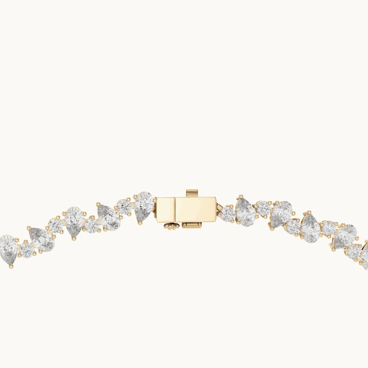 Pear and round lab-grown diamond alternating tennis necklace in yellow gold, 14.289 CT TW, view 4