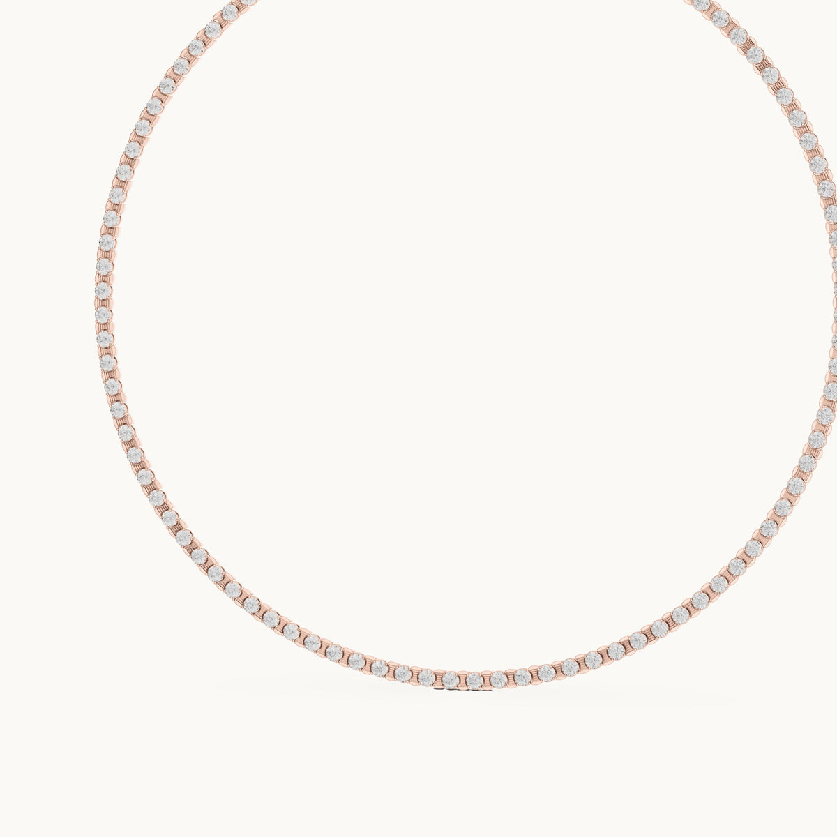 Round lab-grown diamond tennis necklace in rose gold, 14.016 CT TW, view 2