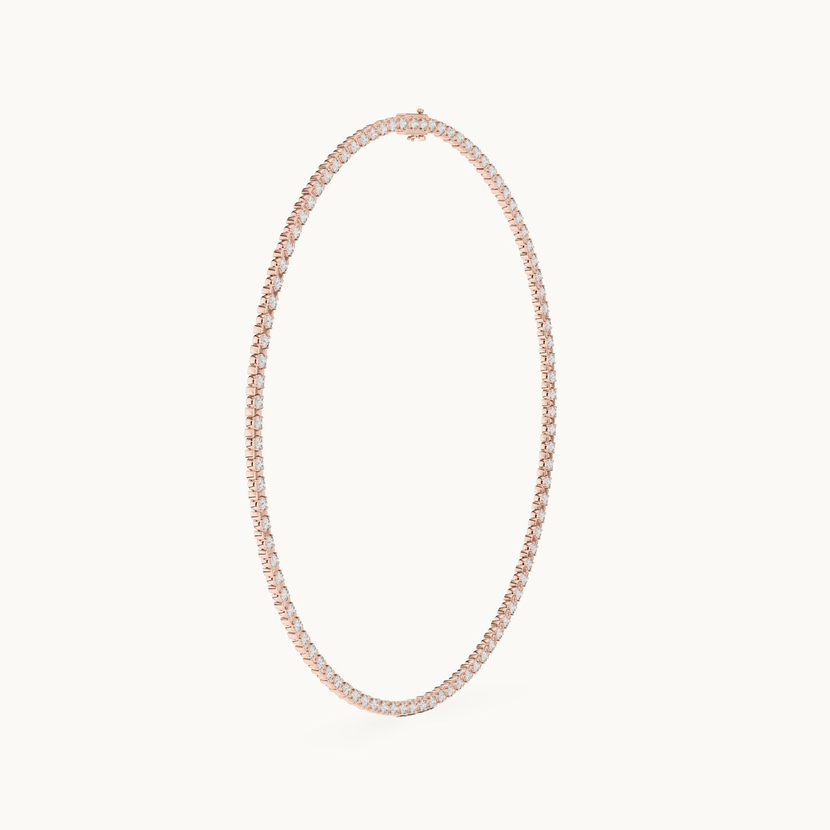 Round lab-grown diamond tennis necklace in rose gold, 14.016 CT TW, view 3