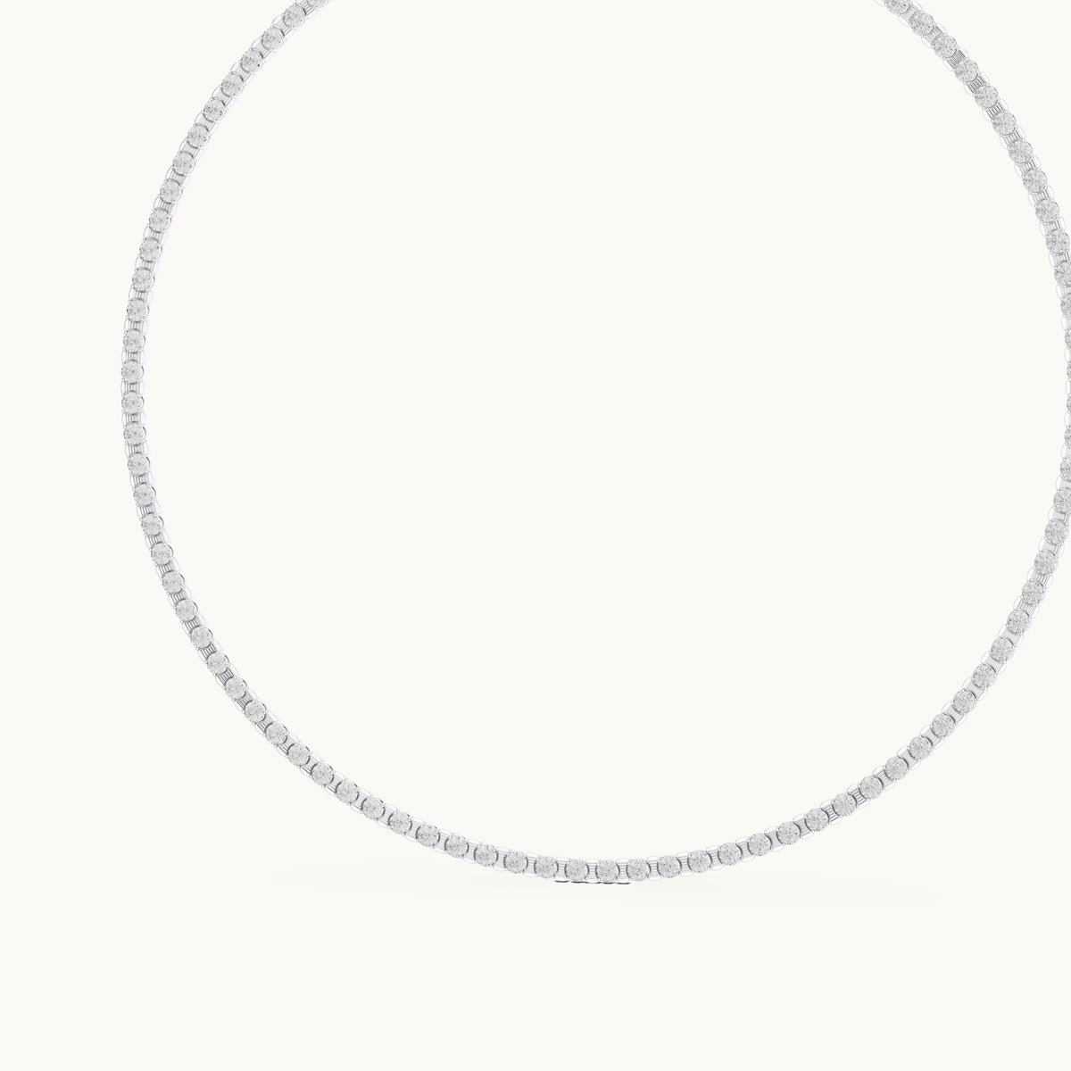 Round lab-grown diamond tennis necklace in white gold, 14.016 CT TW, view 2