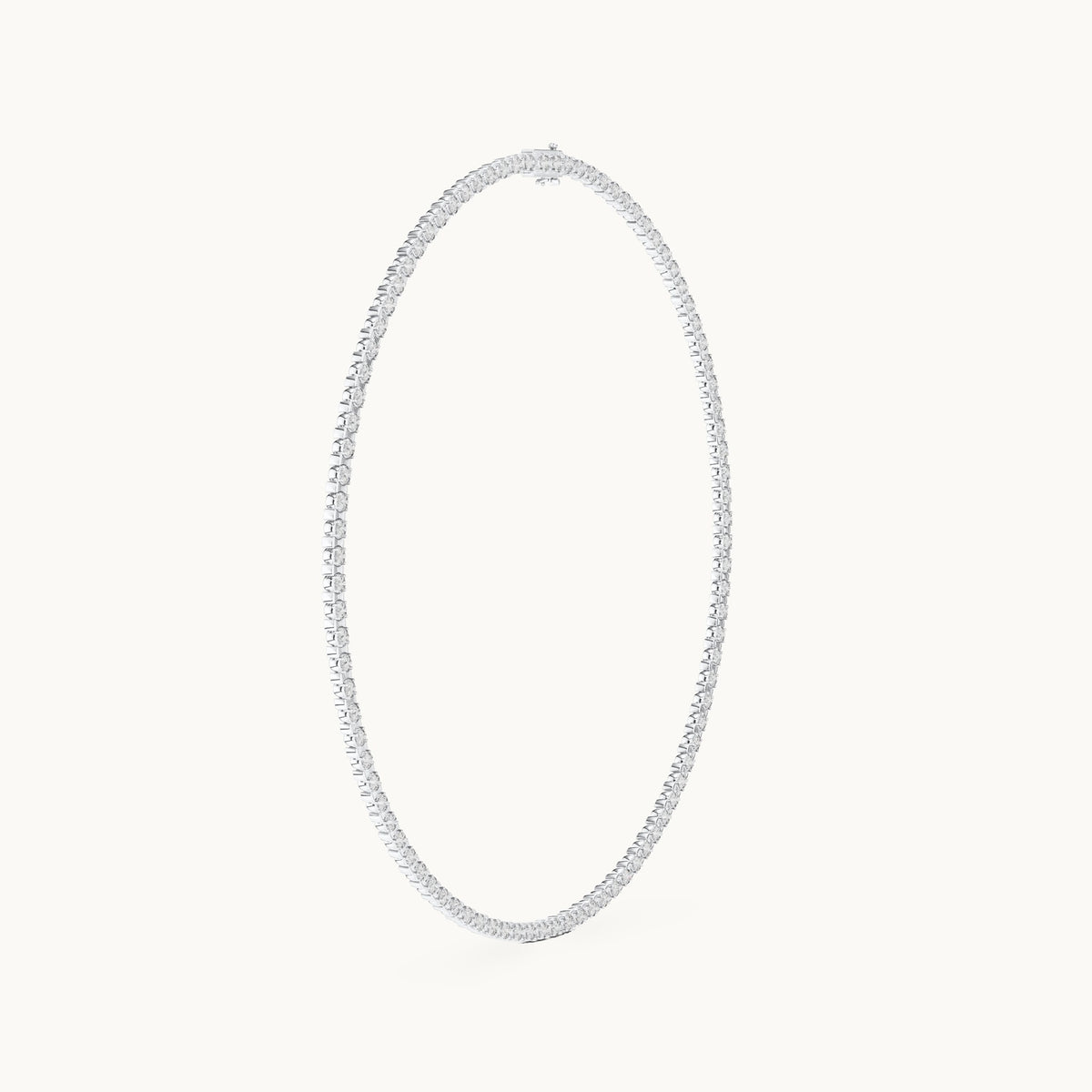 Round lab-grown diamond tennis necklace in white gold, 14.016 CT TW, view 3