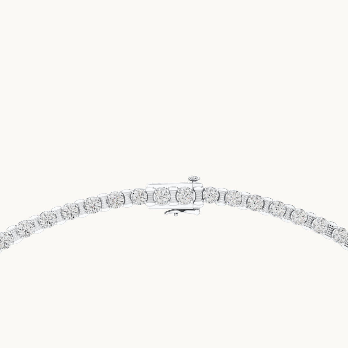 Round lab-grown diamond tennis necklace in white gold, 14.016 CT TW, view 4