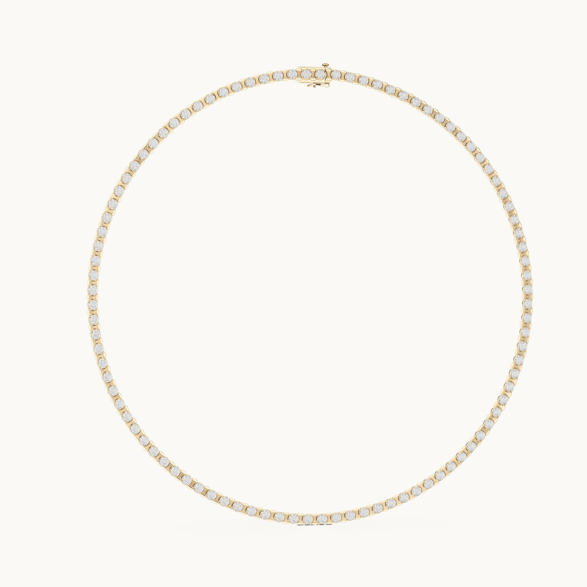 Round lab-grown diamond tennis necklace in yellow gold, 14.016 CT TW, view 1