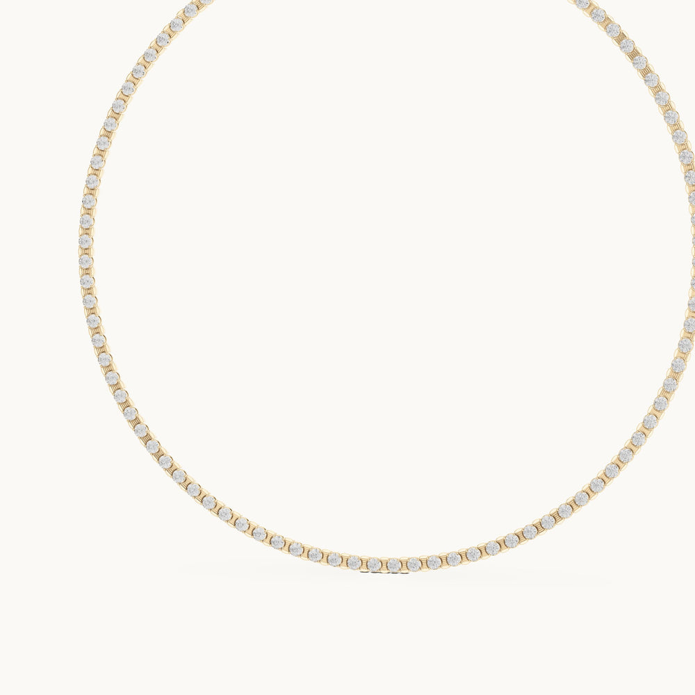 Round lab-grown diamond tennis necklace in yellow gold, 14.016 CT TW, view 2