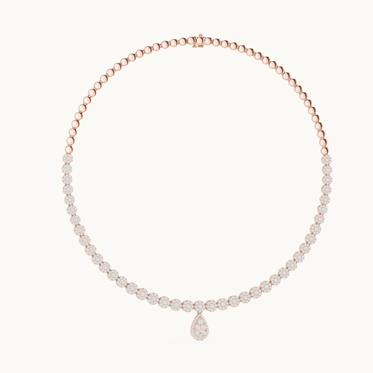 Round lab-grown diamond graduated riviera necklace in rose gold, 7.884 CT TW, view 1