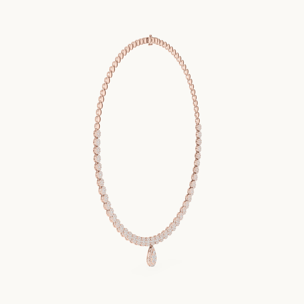 Round lab-grown diamond graduated riviera necklace in rose gold, 7.884 CT TW, view 3