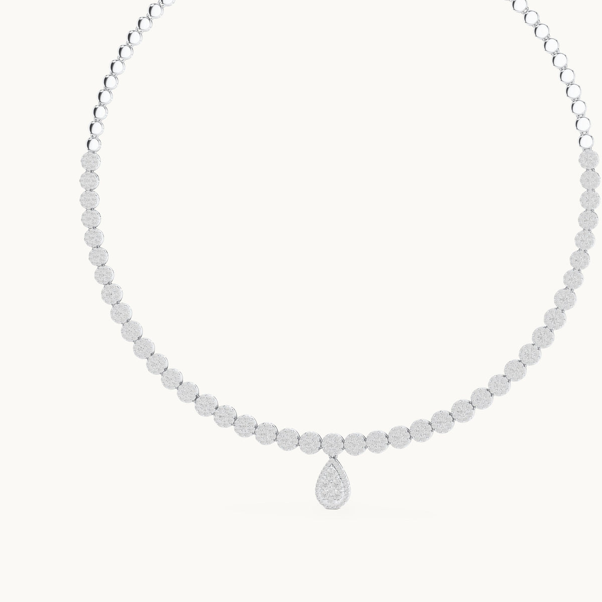 Round lab-grown diamond graduated riviera necklace in white gold, 7.884 CT TW, view 2