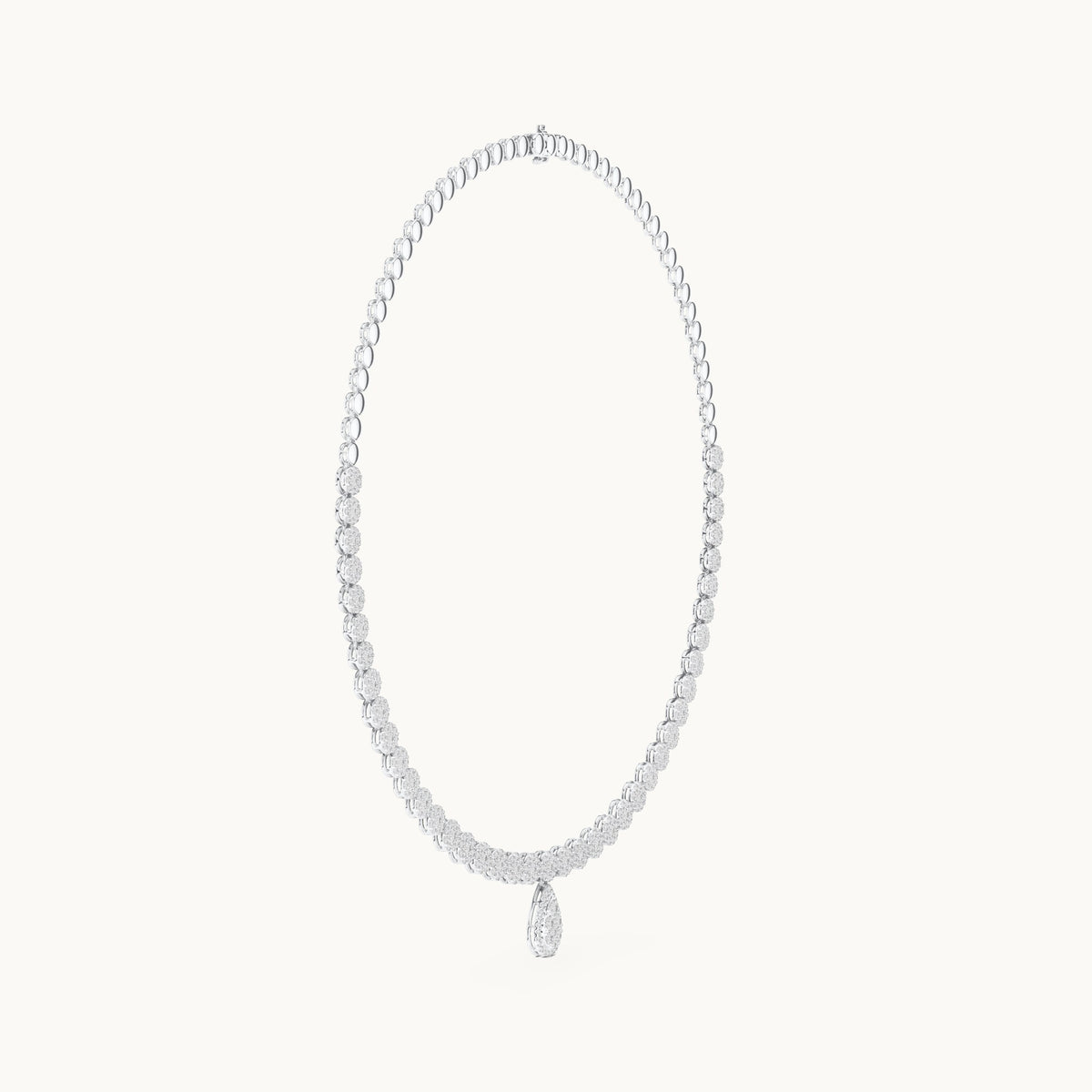 Round lab-grown diamond graduated riviera necklace in white gold, 7.884 CT TW, view 3