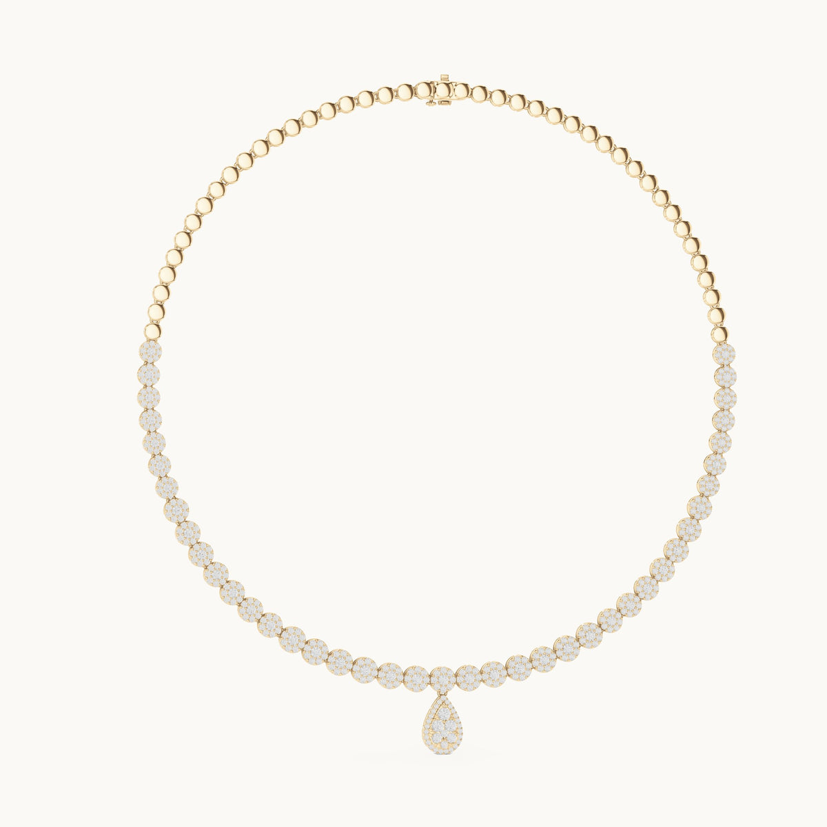 Round lab-grown diamond graduated riviera necklace in yellow gold, 7.884 CT TW, view 1