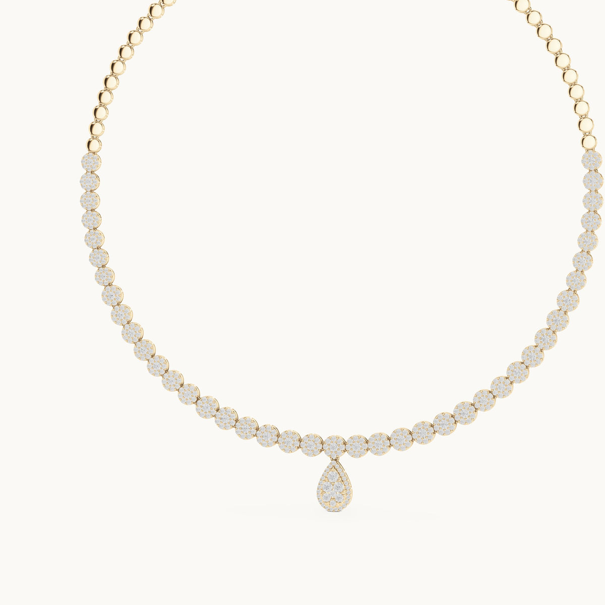 Round lab-grown diamond graduated riviera necklace in yellow gold, 7.884 CT TW, view 2