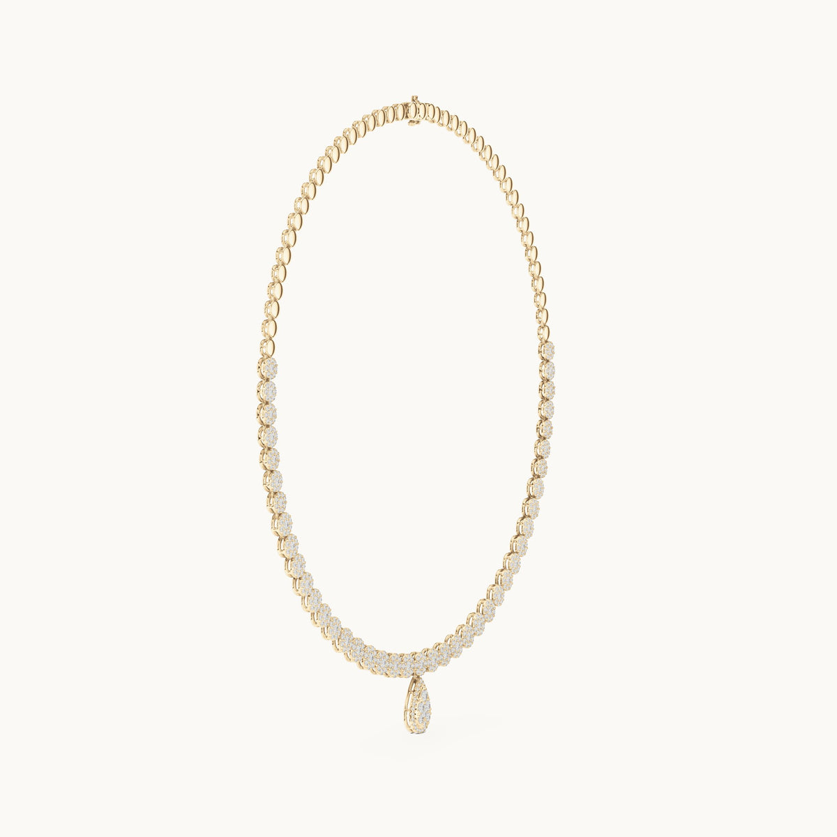 Round lab-grown diamond graduated riviera necklace in yellow gold, 7.884 CT TW, view 3