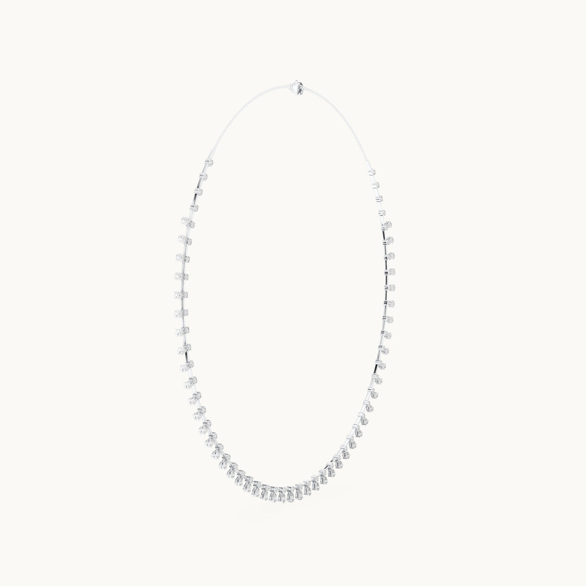 Pear and round lab-grown diamond pear fringe necklace in white gold, 6.35 CT TW, view 3