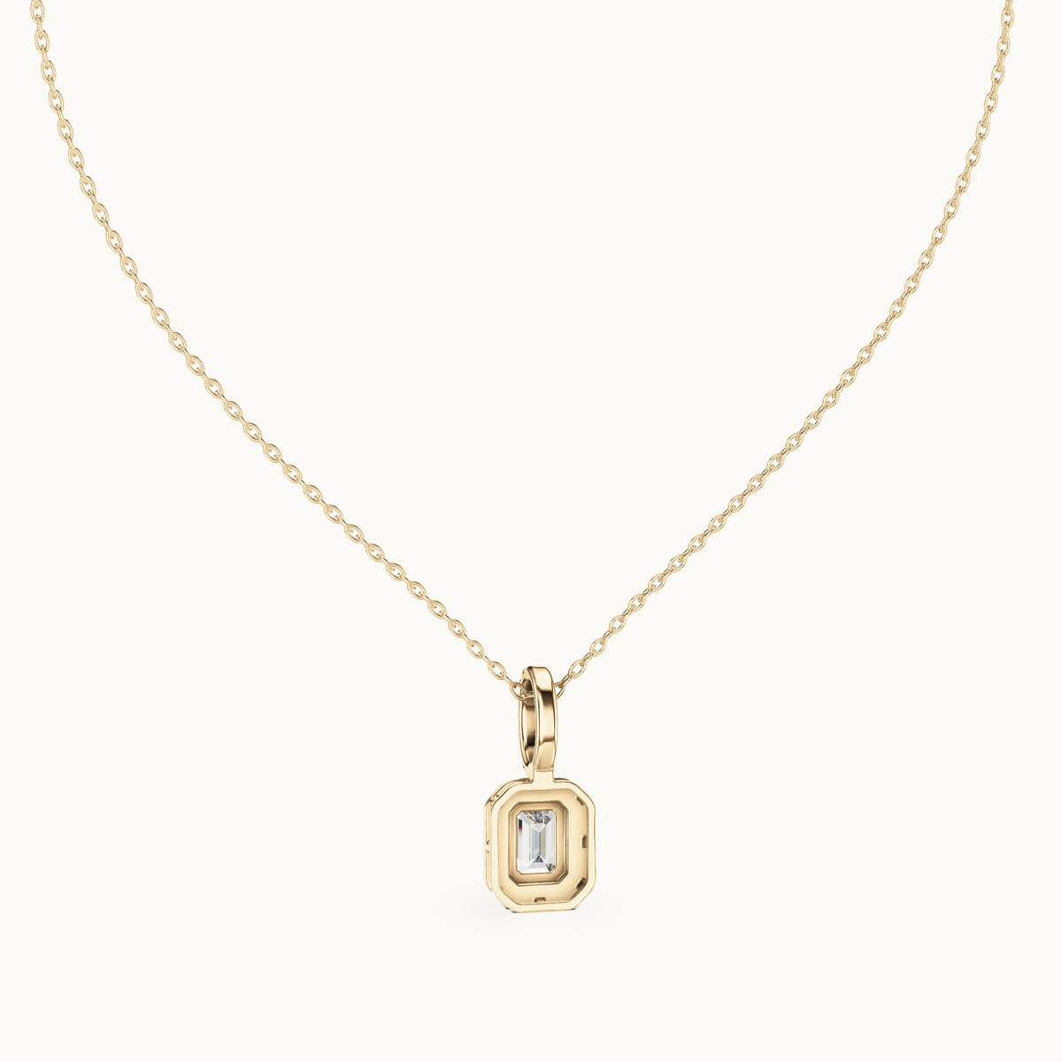 Emerald-cut and round lab-grown diamond halo pendant in yellow gold, 1.94 CT TW, view 4