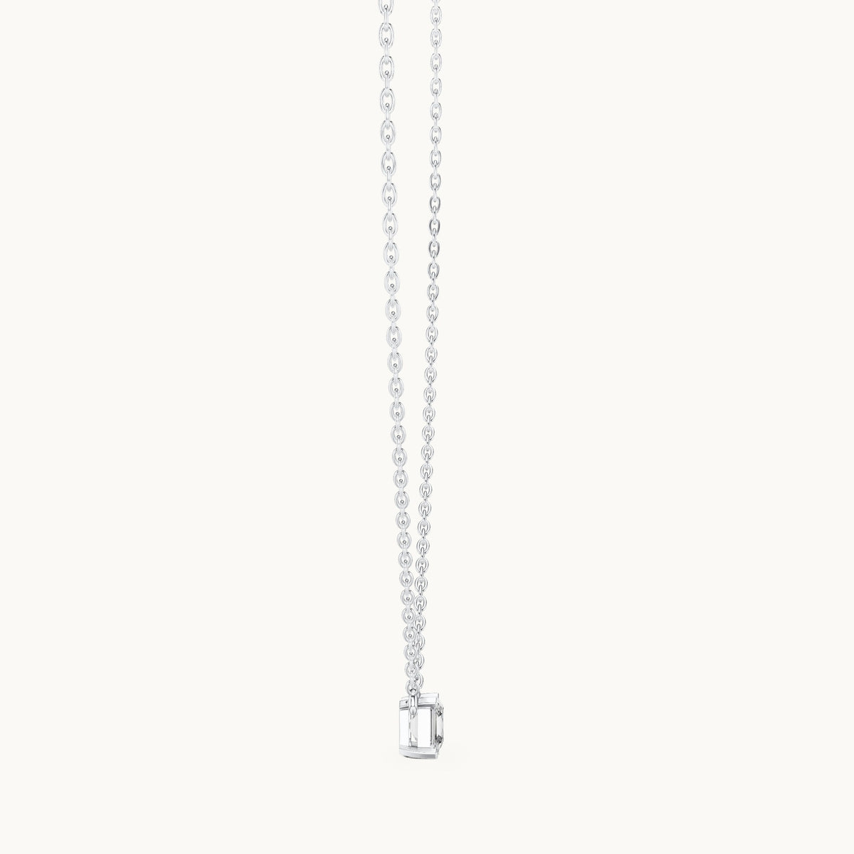 Square emerald-cut lab-grown diamond side-loop solitaire pendant in white gold, 0.50 CT TW, view 3