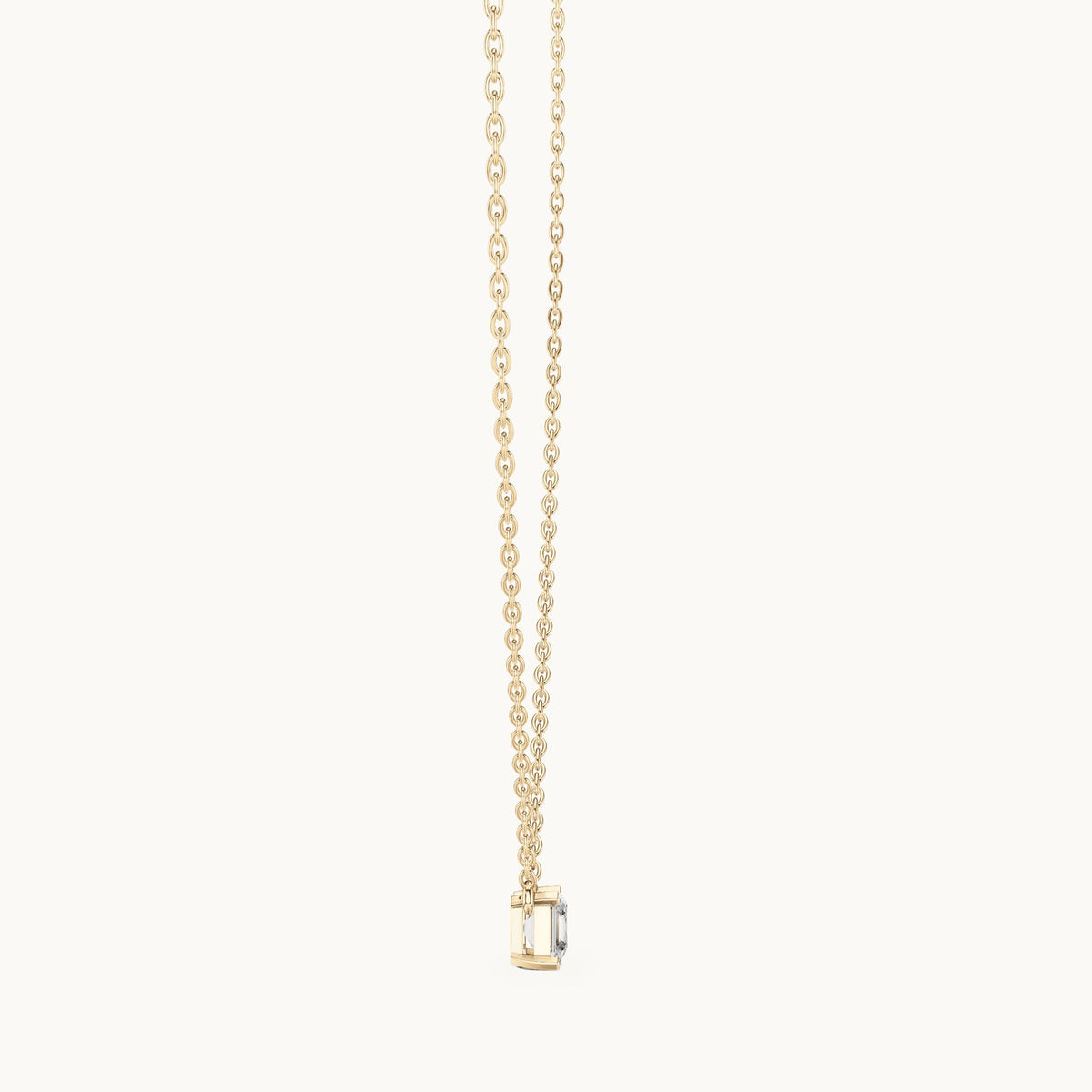 Square emerald-cut lab-grown diamond side-loop solitaire pendant in yellow gold, 0.50 CT TW, view 3