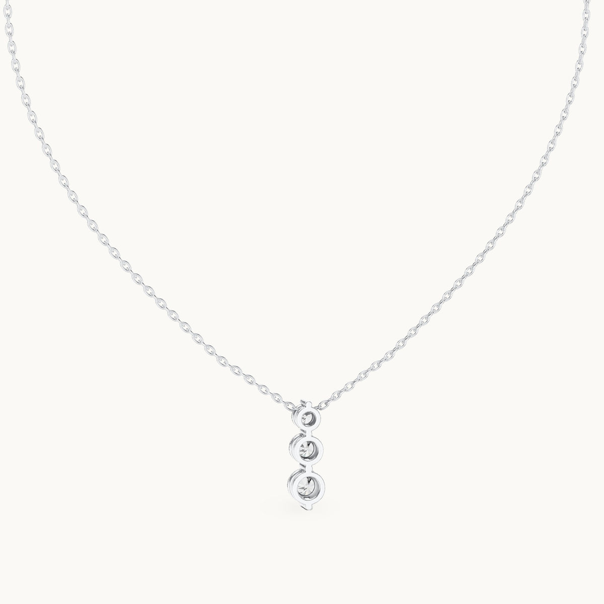 Round lab-grown diamond three-stone drop pendant in white gold, 1.11 CT TW, view 4