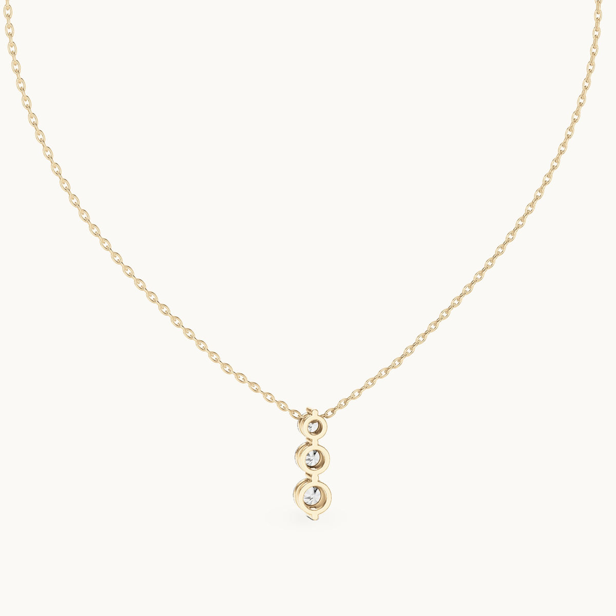 Round lab-grown diamond three-stone drop pendant in yellow gold, 1.11 CT TW, view 4