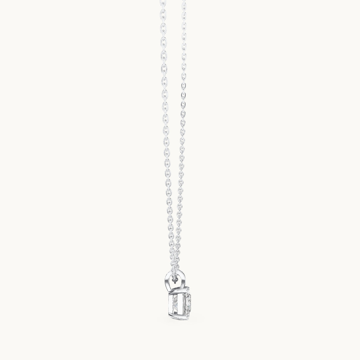 Princess-cut lab-grown diamond v-bail solitaire pendant in white gold, 1.04 CT TW, view 3
