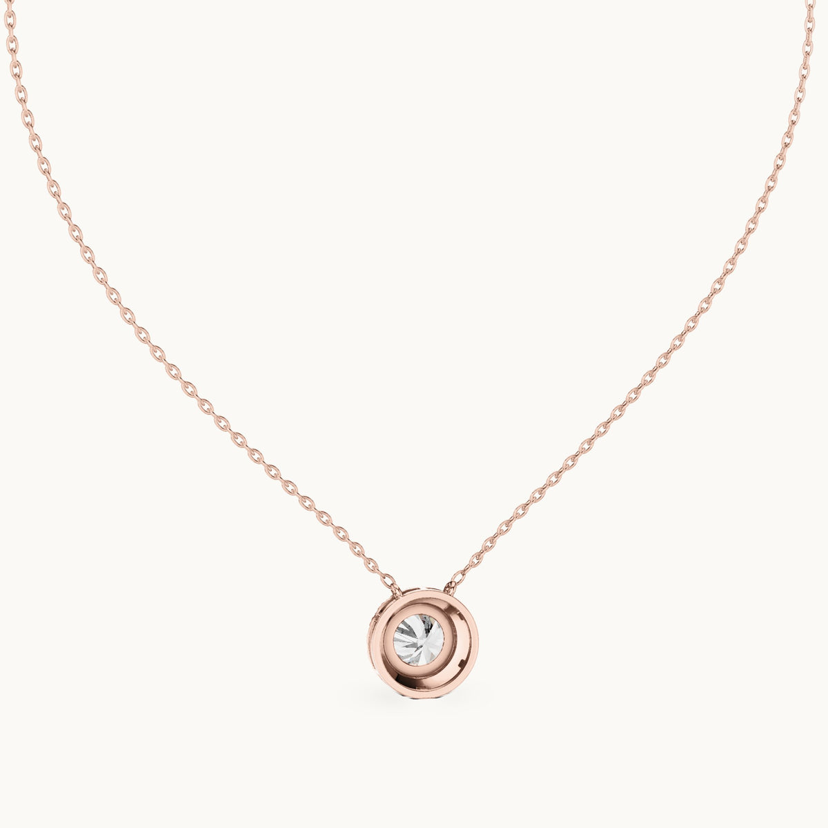 Round lab-grown diamond side-loop halo pendant in rose gold, 2.385 CT TW, view 4