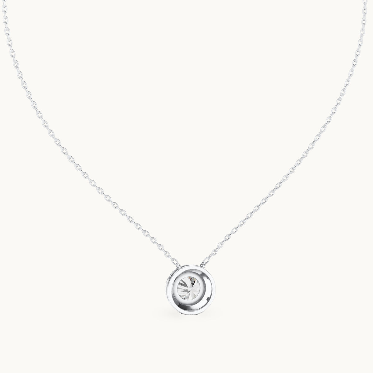 Round lab-grown diamond side-loop halo pendant in white gold, 2.385 CT TW, view 4