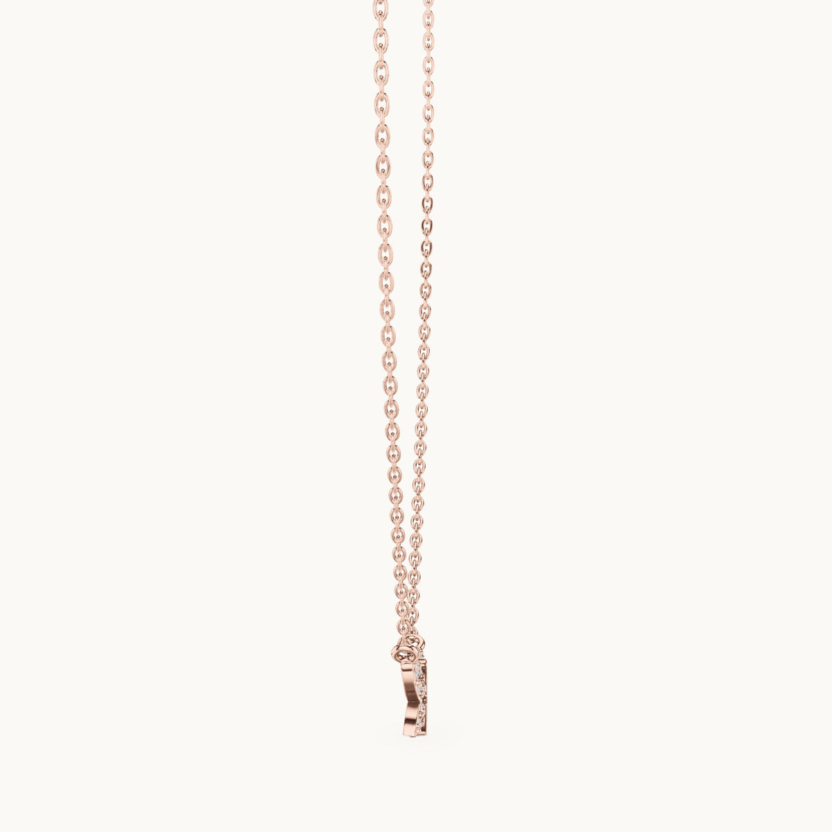 Round lab-grown diamond butterfly pendant in rose gold, 0.24 CT TW, view 3