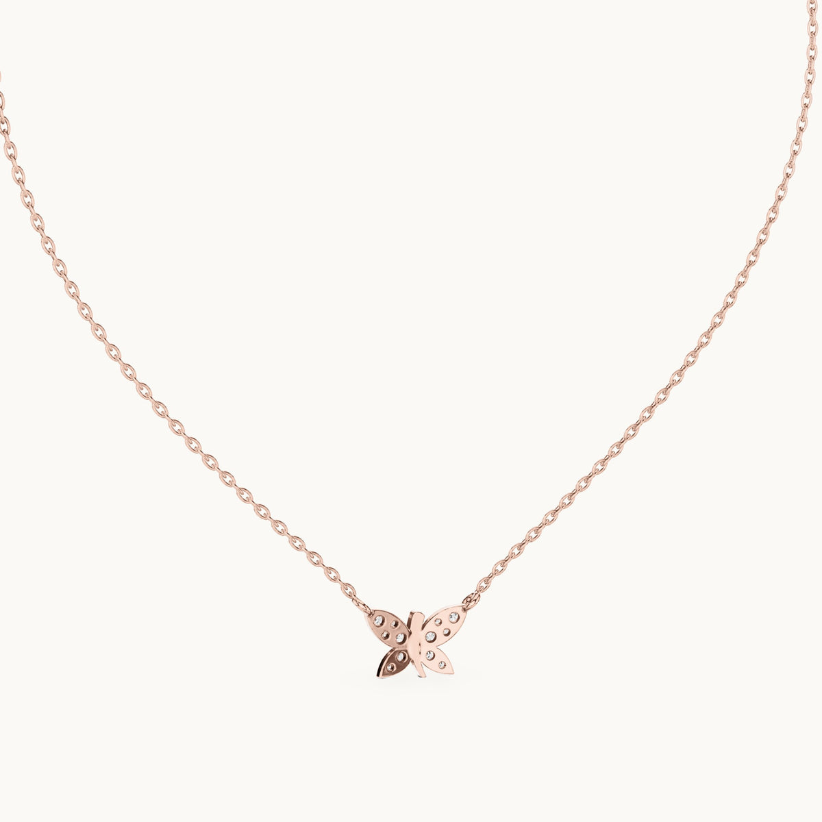 Round lab-grown diamond butterfly pendant in rose gold, 0.24 CT TW, view 4