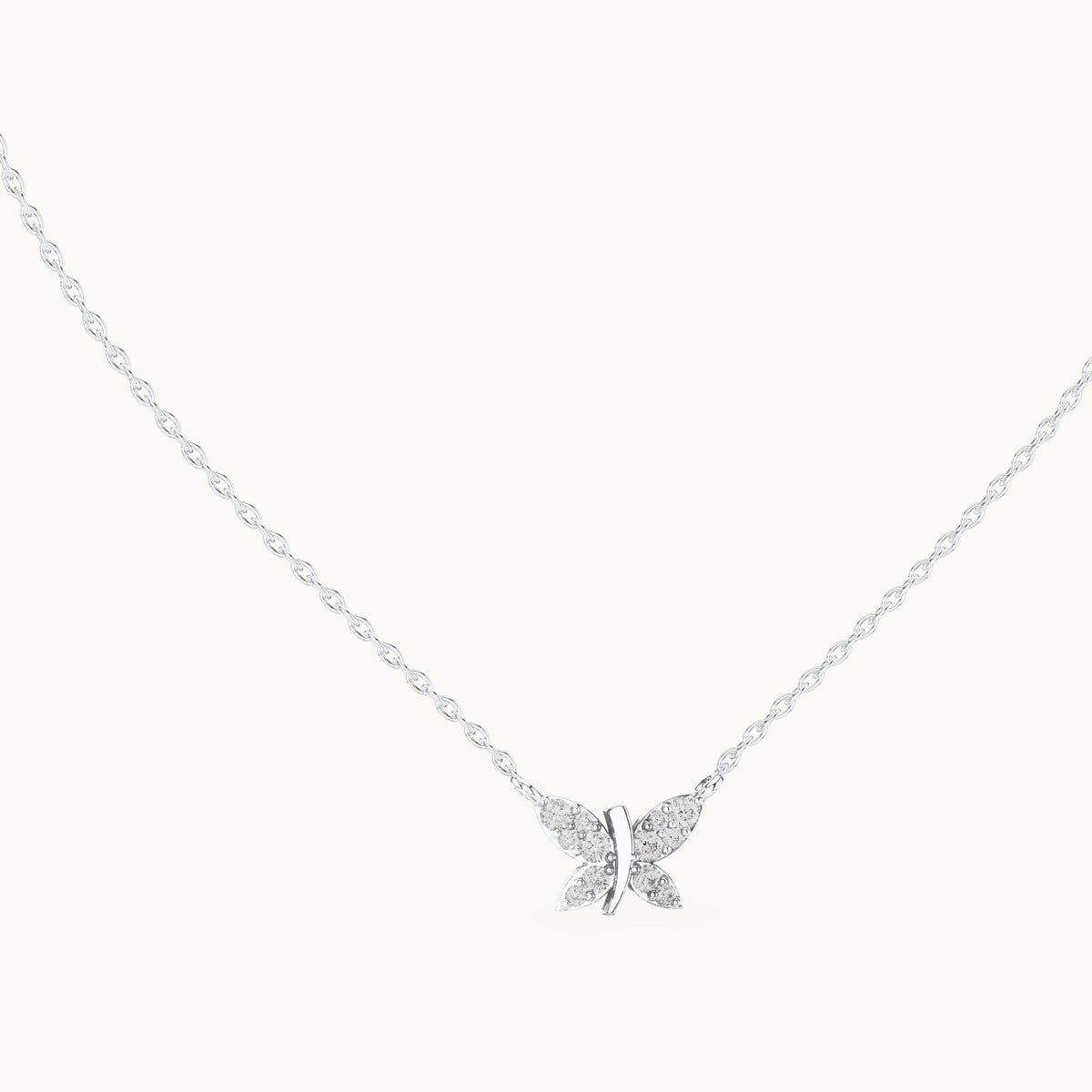 Round lab-grown diamond butterfly pendant in white gold, 0.24 CT TW, view 1