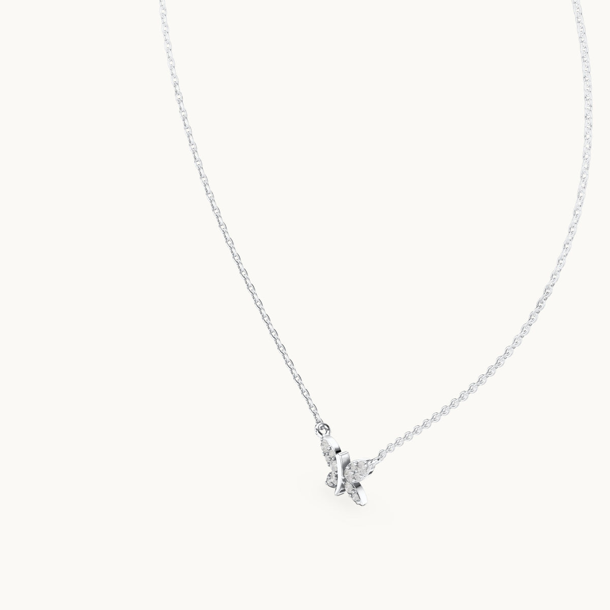 Round lab-grown diamond butterfly pendant in white gold, 0.24 CT TW, view 2