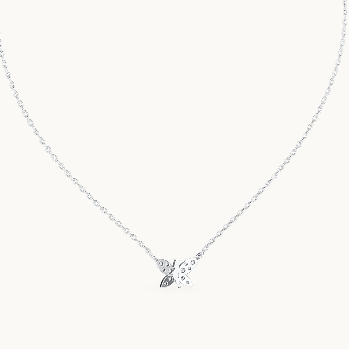 Round lab-grown diamond butterfly pendant in white gold, 0.24 CT TW, view 4
