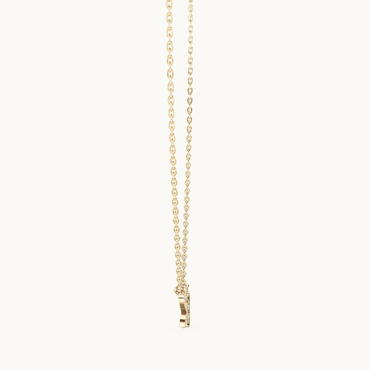 Round lab-grown diamond butterfly pendant in yellow gold, 0.24 CT TW, view 3
